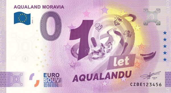Aqualand Moravia 2023-1 0 euro souvenir czech republic bankovka