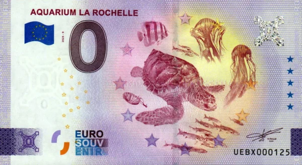 Aquarium La Rochelle 2025-9 0 euro souvenir banknotes france