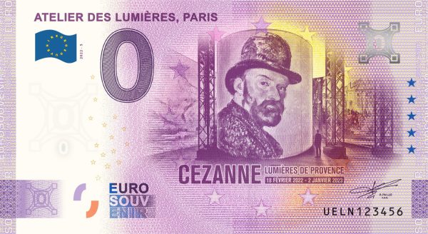 Atelier des Lumières, Paris 2022-5 0 euro souvenir france banknotes billet