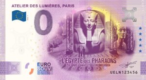 Atelier des Lumières, Paris 2024-7 L'Egypte des Pharaons 0 euro souvenir france banknotes