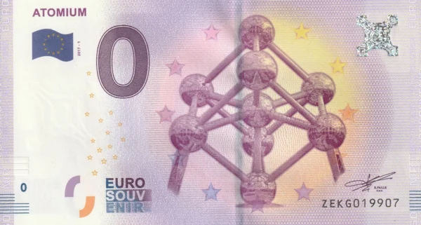 Atomium 2017-1 reverz B 0 euro souvenir banknotes belgium