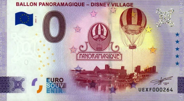 Ballon Panoramagique – Disney Village 2025-1 0 euro souvenir banknotes france