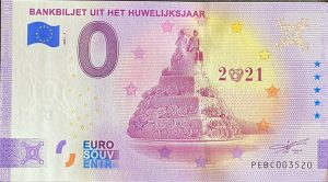 Bankbiljet uit het Huwelijksjaar 2021-2 0 euro souvenir banknote netherland