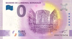 Bassins de Lumiéres, Bordeaux 2021-2 0 euro souvenir france billet