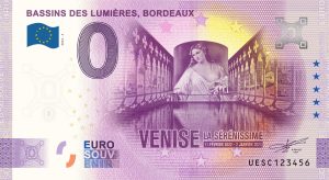 Bassins des Lumières, Bordeaux 2022-3 0 euro souvenir france banknotes