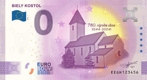 Biely Kostol 2024-1 0 euro souvenir bankovka slovensko