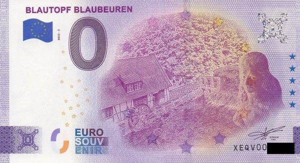 Blautopf Blaubeuren 2022-2 0 euro souvenir germany banknotes