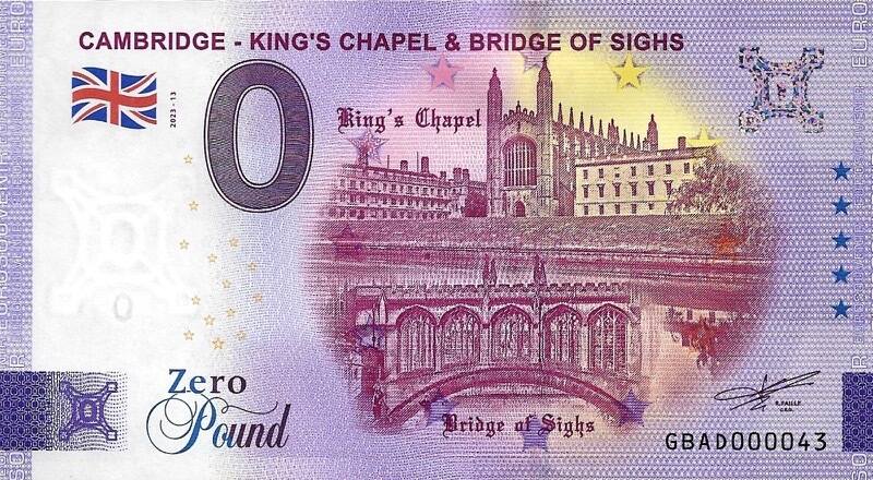 Cambridge - King's Chapel & Bridge of Sighs 2023-13 | 0 Pound Souvenir ...