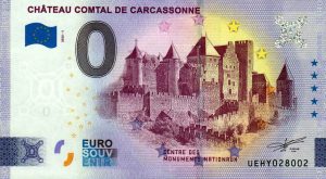 Chateau Comtal de Carcassonne 2023-1 0 euro souvenir banknotes france