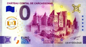 Chateau Comtal de Carcassonne 2025-1 0 euro souvenir france anniversary