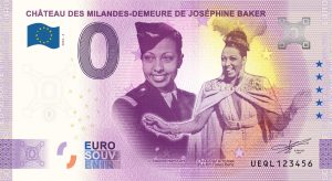 Chateau des Milandes-Demeure de Joséphine Baker 2022-2 0 euro souvenir banknotes france