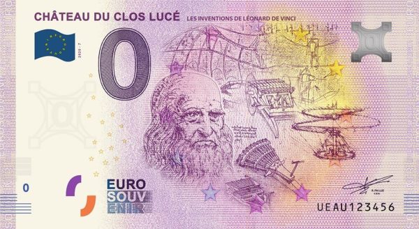 Chateau du Clos Lucé 2020-7 0 euro souvenir france banknote billet