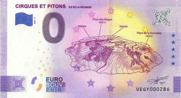 Cirques et Pitons 2021-8 0 euro souvenir banknote france zeroeuro