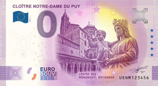 Cloitre Notre-Dame du Puy 2023-1 0 euro souvenir banknotes france