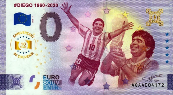 DIEGO 1960-2020 2025-3 0 euro souvenir argentina anniversary