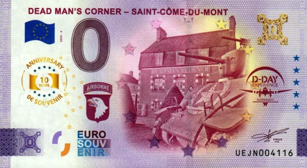 Dead Man´s Corner – Saint-Come-du-Mont 2025-3 0 euro souvenir banknotes france anniversary