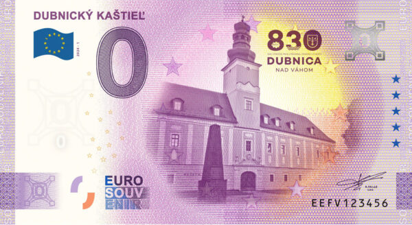 Dubnický kaštieľ 2024-1 0 euro souvenir bankovka slovensko