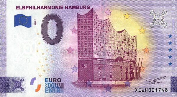 Elbphilharmonie Hamburg 2023-1 0 euro souvenir banknotes germany