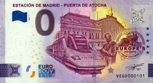 Estación de Madrid – Puerta de Atocha 2022-1 0 euro souvenir banknote spain