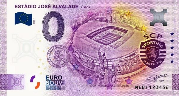 Estádio José Alvalade 2020-4 0 euro souvenir banknotes portugal sporting