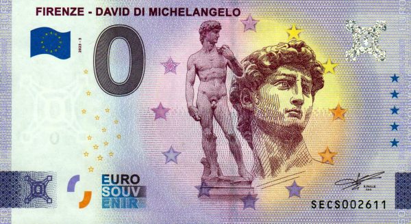Firenze – David di Michelangelo 2023-3 0 euro souvenir italy banknotes