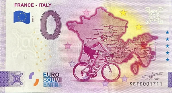 France – Italy 2024-1 Tour de France 0 euro souvenir banknotes