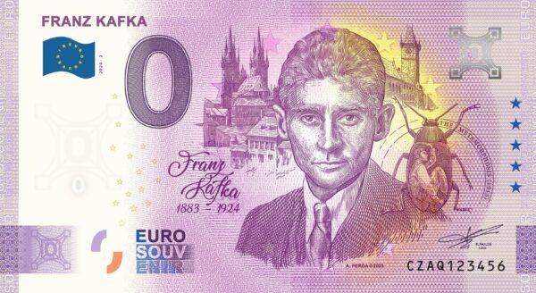 Franz Kafka 2024-2 0 euro souvenir banknotes czech republic