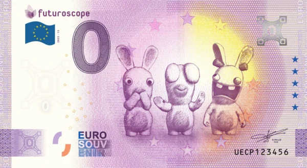 Futoroscope 2025-13 3 Lapins Cretins 0 euro souvenir banknotes france