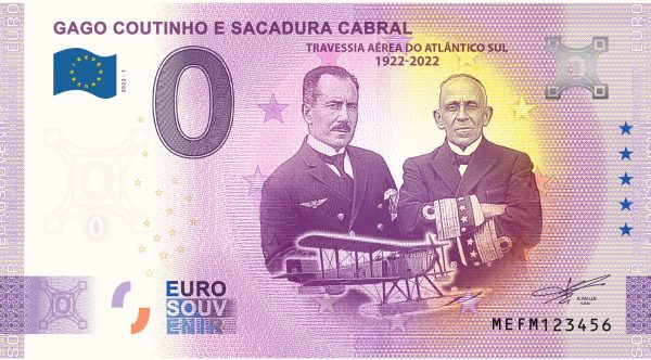 Gago Coutinho e Sacadura Cabral 2022-1 0 euro souvenir banknotes portugal