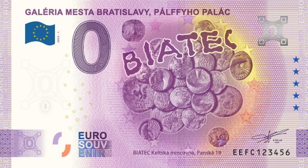 Galéria mesta Bratislavy Pálffyho palác 2022-1 0 euro souvenir bankovka slovensko