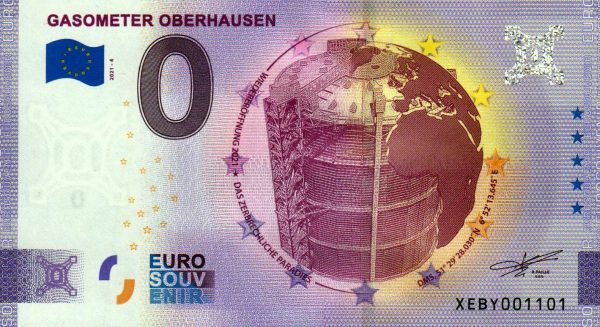 Gasometer Oberhausen 2021-4 0 euro souvenir banknotes germany schein