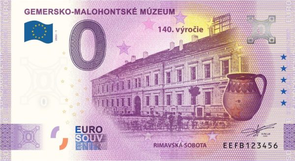 Gemersko-Malohontské múzeum 2022-1 0 euro souvenir bankovka slovensko rimavska sobota