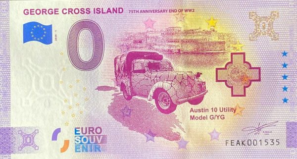 George Cross Island 2020-1 0 euro souvenir banknote