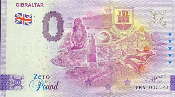 Gibraltar 2021-1 zero pound souvenir euro great britain
