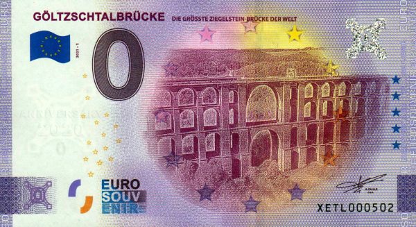 Goltzschtalbrucke 2021-2 anniversary 0 euro souvenir banknotes germany
