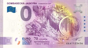 Gombasecká jaskyňa 2025-9 0 euro souvenir bankovka slovensko