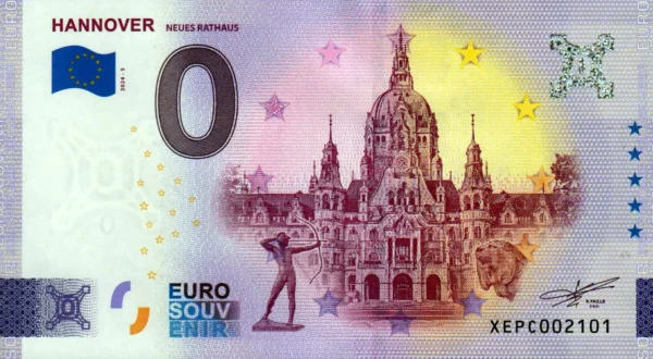 Hannover 2024-5 0 euro souvenir banknote germany Neues Rathaus