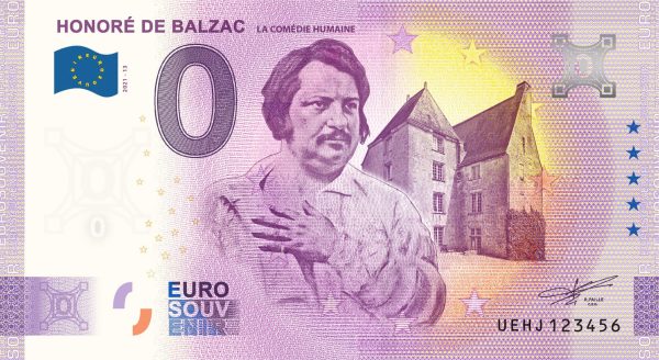 Honoré de Balzac 2021-13 0 euro souvenir banknotes france