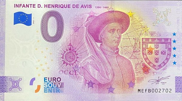 Infante D. Henrique de Avis 2021-1 0 euro souvenir banknote