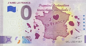 J'aime la France 2025-1 0 euro souvenir banknotes