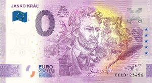 Janko Kráľ 2022-4 0 euro souvenir bankovka slovensko