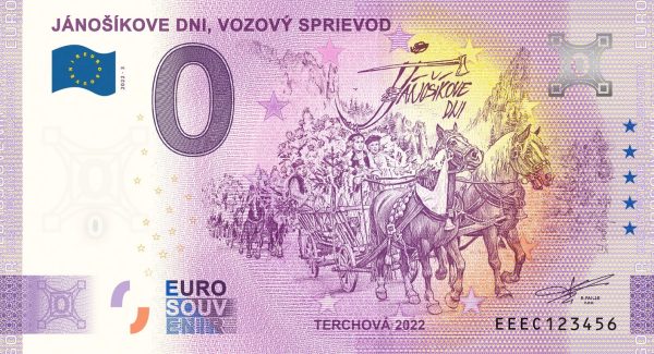 Jánošíkove dni 2022-3 0 euro souvenir bankovka slovensko