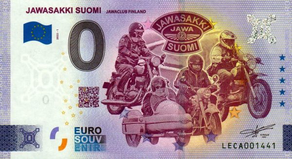 Jawasakki Suomi 2022-1 0 euro souvenir banknotes finland