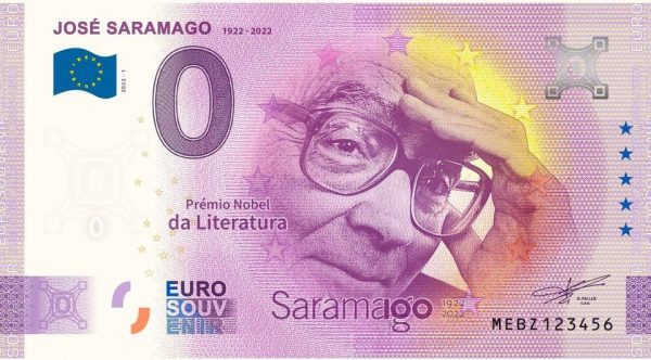 José Saramago 2022-1 0 euro souvenir banknotes portugal