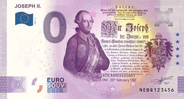 Joseph II 2021-4 0 euro souvenir banknotes austria
