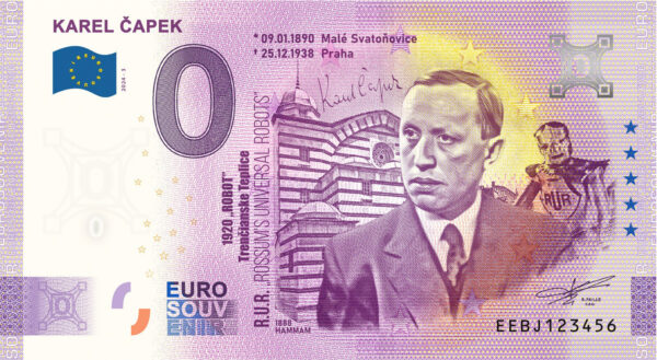 Karel Čapek 2024-3 0 euro souvenir bankovka slovensko
