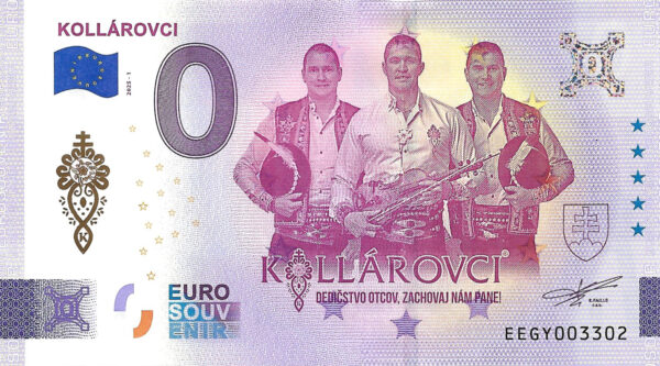 Kollárovci 2025-1 0 euro souvenir bankovka slovensko zlatá prítlač