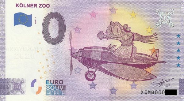Kolner Zoo 2021-4 anniversary 0 euro souvenir banknotes germany