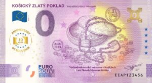 Košický zlatý poklad 2025-5 0 euro souvenir bankovka slovensko anniversary