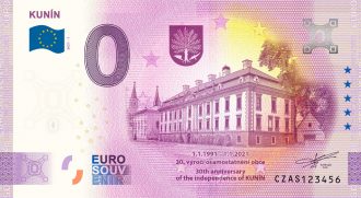 Kunín 2021-1 0 euro souvenir ceska republika zeroeuro bankovka cesko